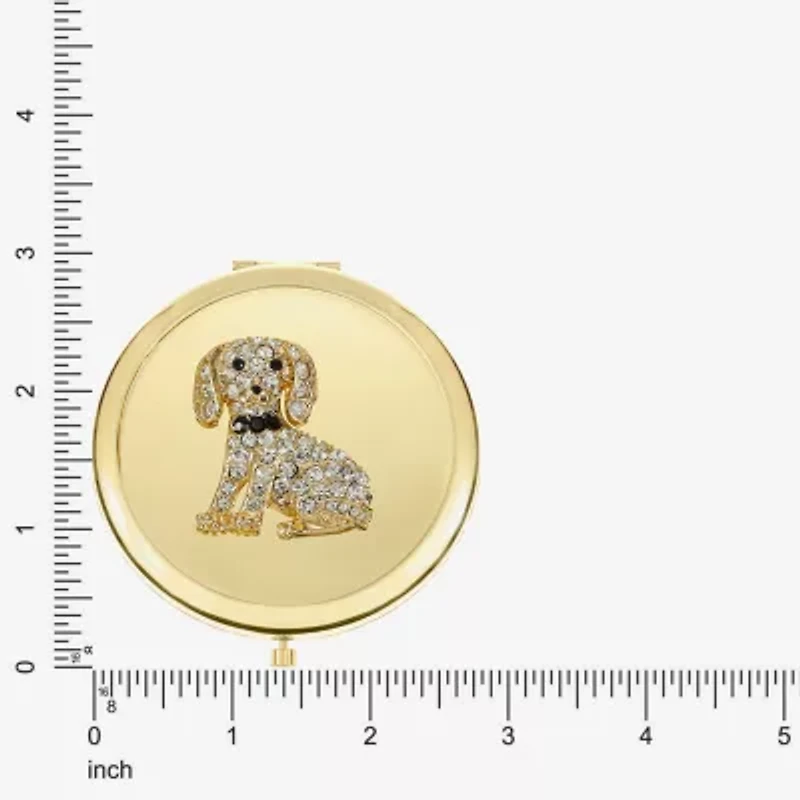 Monet Jewelry Gold Tone Dog Clear Gold Tone Animal Compact Mirror