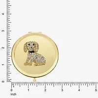 Monet Jewelry Gold Tone Dog Clear Gold Tone Animal Compact Mirror