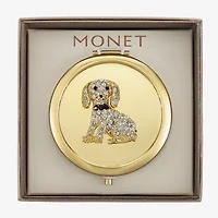 Monet Jewelry Gold Tone Dog Clear Gold Tone Animal Compact Mirror