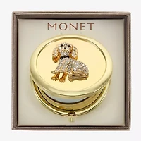 Monet Jewelry Gold Tone Dog Clear Gold Tone Animal Compact Mirror