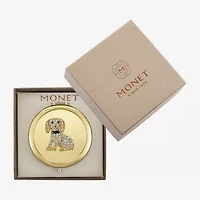 Monet Jewelry Gold Tone Dog Clear Gold Tone Animal Compact Mirror