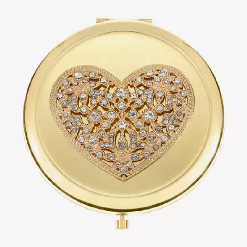 Monet Jewelry Gold Tone Clear Gold Tone Heart Compact Mirror
