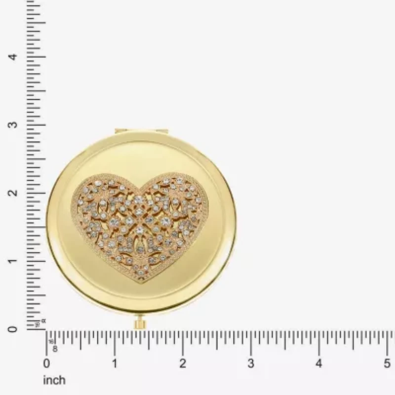 Monet Jewelry Gold Tone Clear Gold Tone Heart Compact Mirror