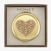 Monet Jewelry Gold Tone Clear Gold Tone Heart Compact Mirror