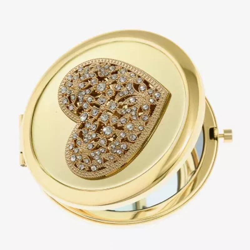 Monet Jewelry Gold Tone Clear Gold Tone Heart Compact Mirror