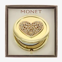Monet Jewelry Gold Tone Clear Gold Tone Heart Compact Mirror