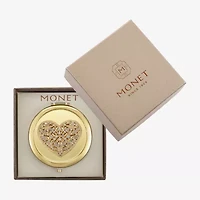 Monet Jewelry Gold Tone Clear Gold Tone Heart Compact Mirror