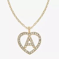 Monet Jewelry Gold Tone Initial Pendant Necklace & Stud Earring Womens Glass Heart 2-pc. Set