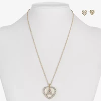 Monet Jewelry Gold Tone Initial Pendant Necklace & Stud Earring Womens Glass Heart 2-pc. Set