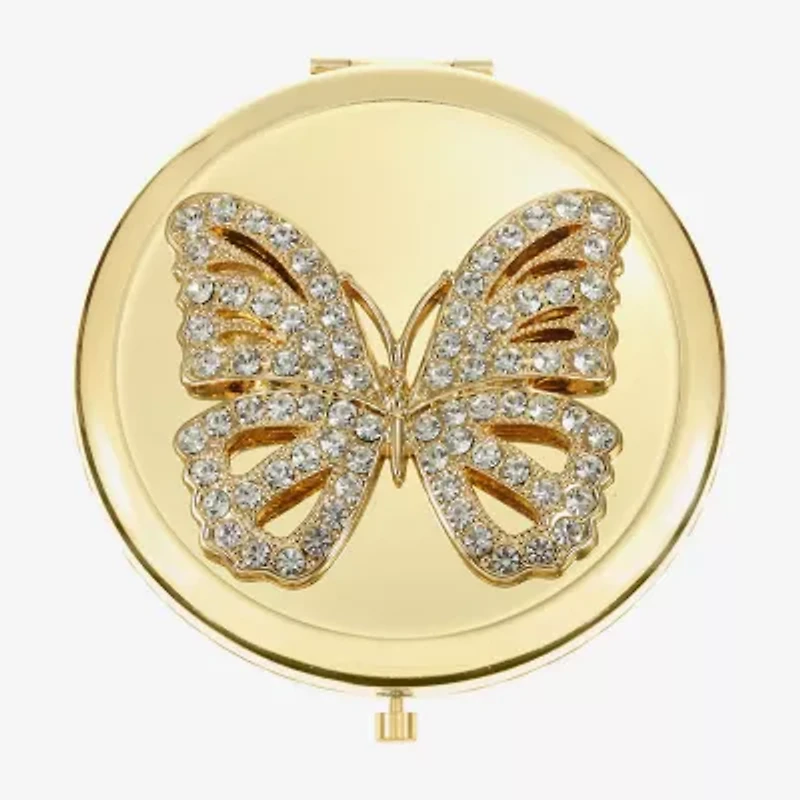 Monet Jewelry Clear Gold Tone Animal Compact Mirror