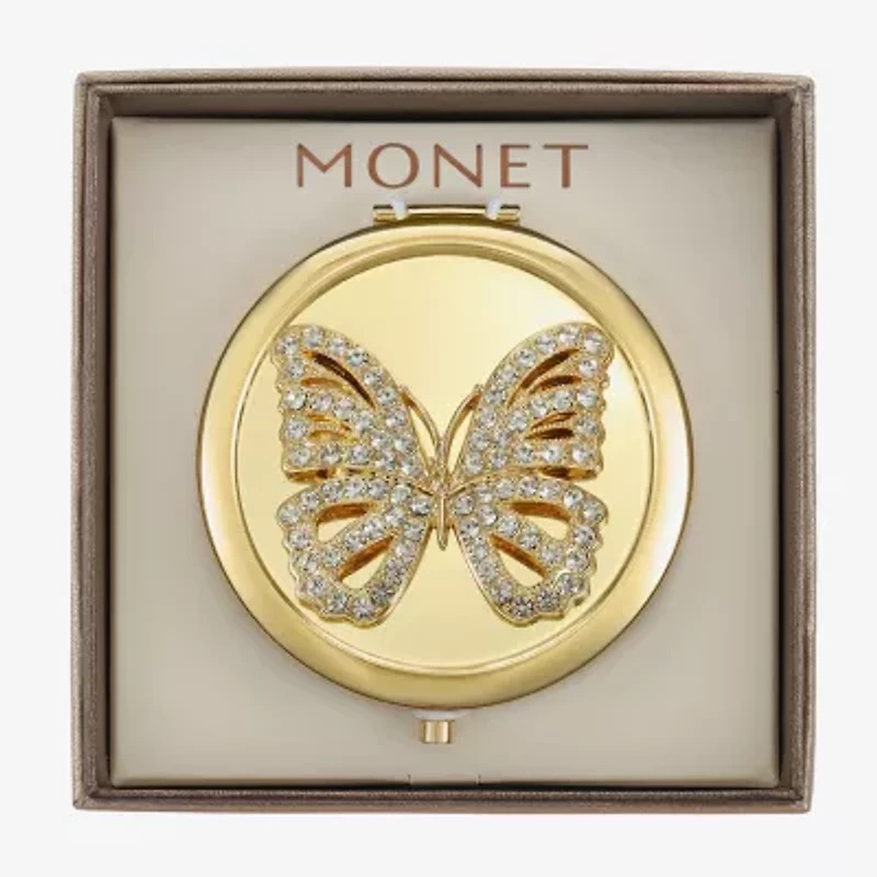Monet Jewelry Clear Gold Tone Animal Compact Mirror