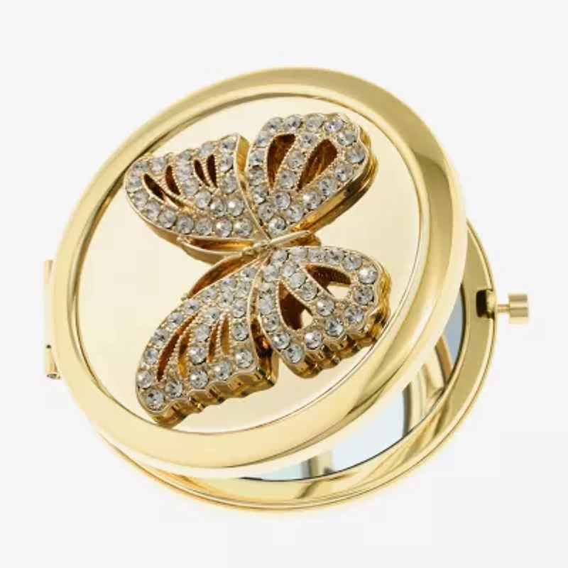 Monet Jewelry Clear Gold Tone Animal Compact Mirror
