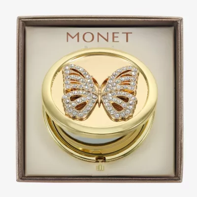 Monet Jewelry Clear Gold Tone Animal Compact Mirror