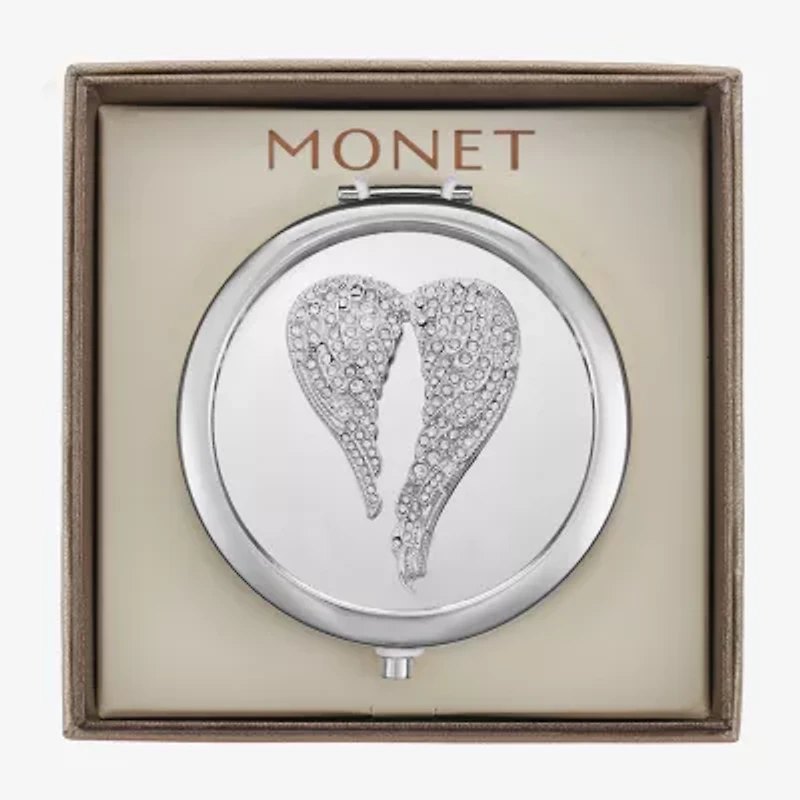 Monet Jewelry Silver Tone Silver Tone Angel Wing Compact Mirror