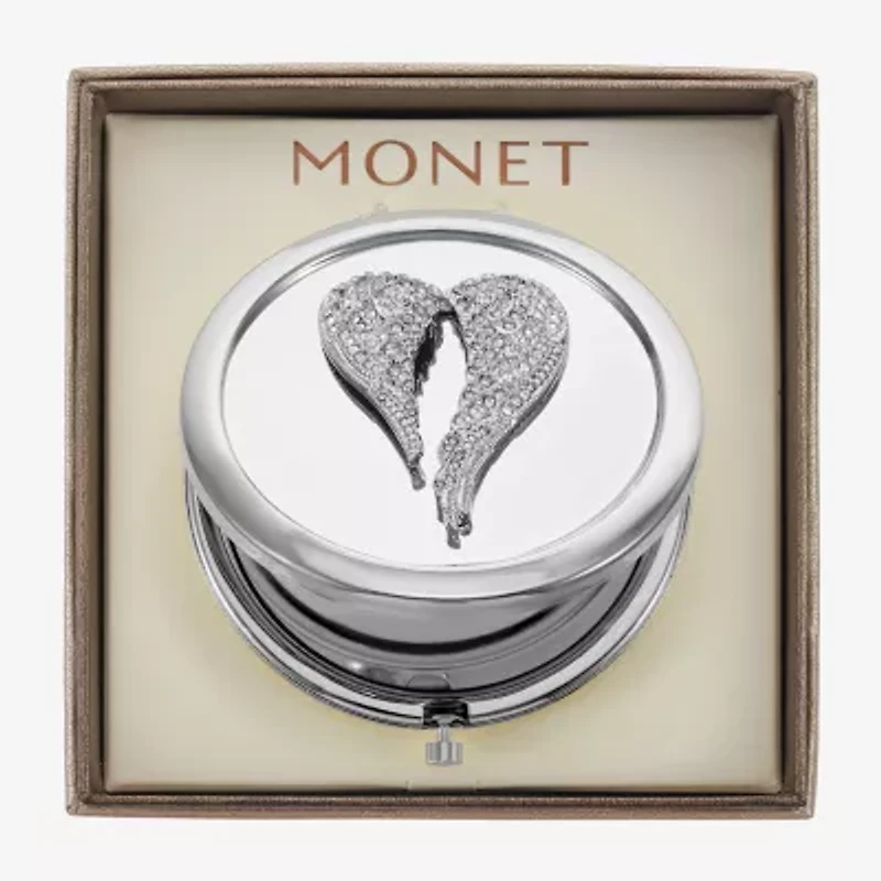 Monet Jewelry Silver Tone Silver Tone Angel Wing Compact Mirror