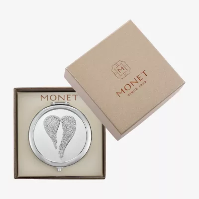 Monet Jewelry Silver Tone Silver Tone Angel Wing Compact Mirror