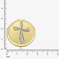 Monet Jewelry Clear Gold Tone Cross Compact Mirror