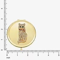 Monet Jewelry Gold Tone Cat Clear Gold Tone Animal Compact Mirror
