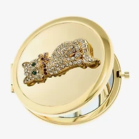Monet Jewelry Gold Tone Cat Clear Gold Tone Animal Compact Mirror