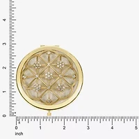 Monet Jewelry Gold Tone Clear Grid Flower Compact Mirror