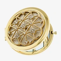 Monet Jewelry Gold Tone Clear Grid Flower Compact Mirror