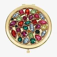 Monet Jewelry Gold Tone Multi Cluster Stone Gold Tone Compact Mirror