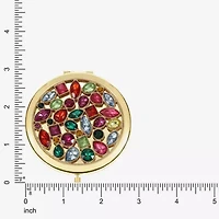 Monet Jewelry Gold Tone Multi Cluster Stone Gold Tone Compact Mirror