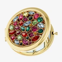 Monet Jewelry Gold Tone Multi Cluster Stone Gold Tone Compact Mirror