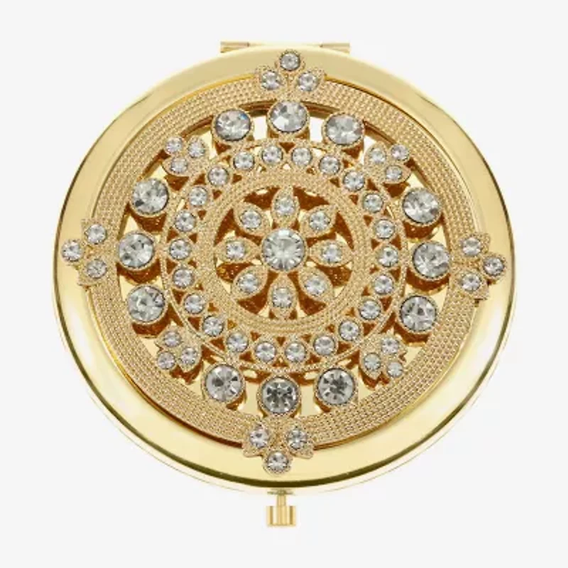 Monet Jewelry Gold Tone Clear Mandela Gold Tone Compact Mirror