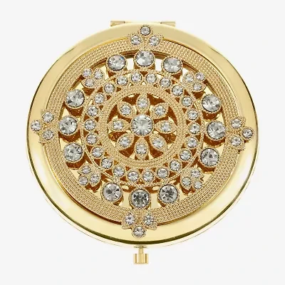 Monet Jewelry Gold Tone Clear Mandela Gold Tone Compact Mirror