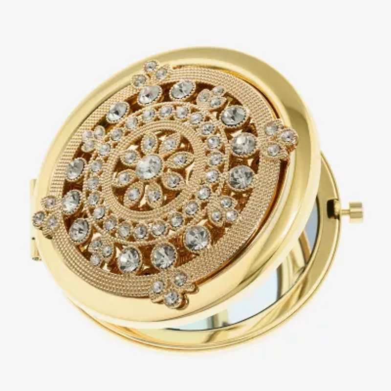 Monet Jewelry Gold Tone Clear Mandela Gold Tone Compact Mirror
