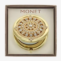 Monet Jewelry Gold Tone Clear Mandela Gold Tone Compact Mirror