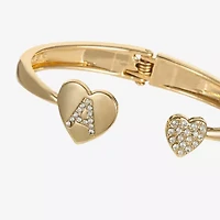 Monet Jewelry Gold Tone Initial Womens Glass Heart Bangle Bracelet