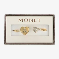 Monet Jewelry Gold Tone Initial Womens Glass Heart Bangle Bracelet