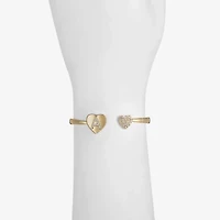 Monet Jewelry Gold Tone Initial Womens Glass Heart Bangle Bracelet