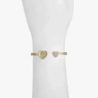 Monet Jewelry Gold Tone Initial Womens Glass Heart Bangle Bracelet