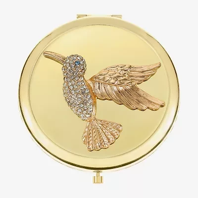 Monet Jewelry Gold Tone Clear Hummingbird Gold Tone Compact Mirror