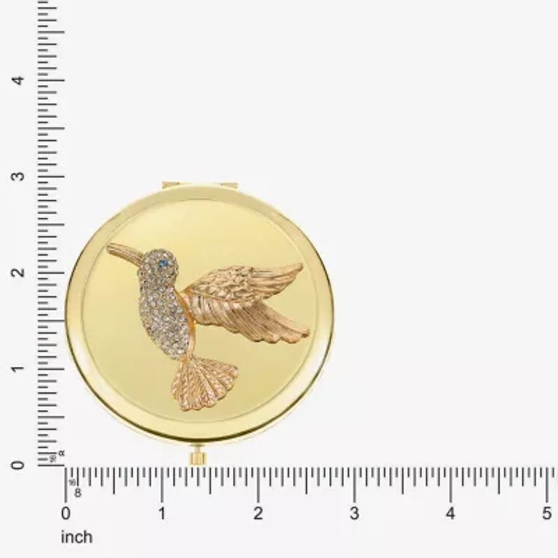 Monet Jewelry Gold Tone Clear Hummingbird Gold Tone Compact Mirror