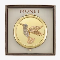 Monet Jewelry Gold Tone Clear Hummingbird Gold Tone Compact Mirror