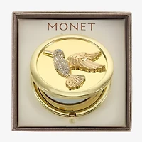 Monet Jewelry Gold Tone Clear Hummingbird Gold Tone Compact Mirror