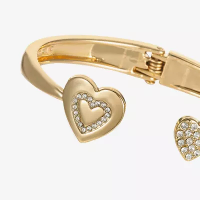 Monet Jewelry Gold Tone Initial Womens Glass Heart Bangle Bracelet
