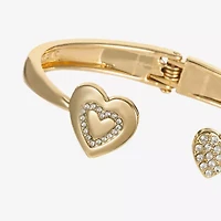 Monet Jewelry Gold Tone Initial Womens Glass Heart Bangle Bracelet