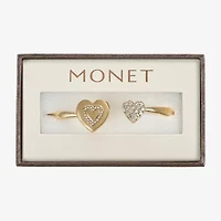 Monet Jewelry Gold Tone Initial Womens Glass Heart Bangle Bracelet