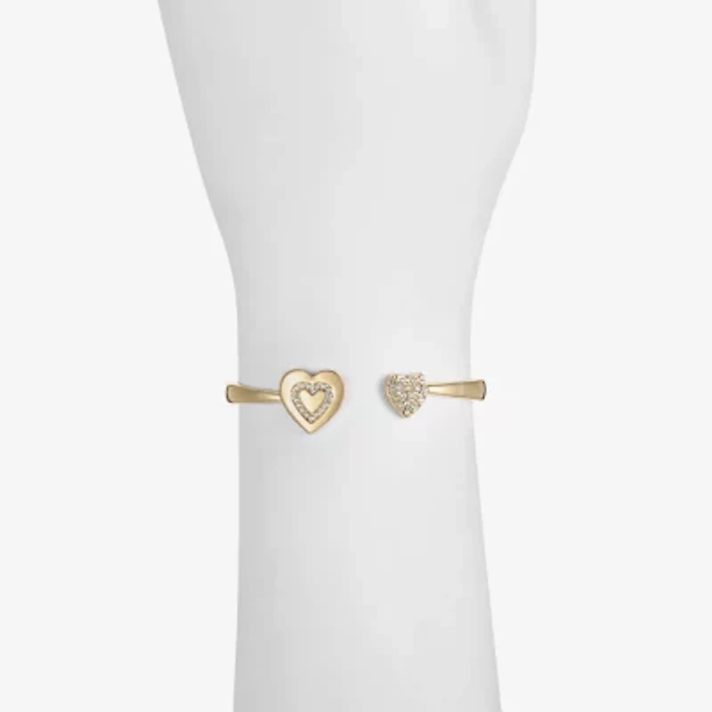 Monet Jewelry Gold Tone Initial Womens Glass Heart Bangle Bracelet