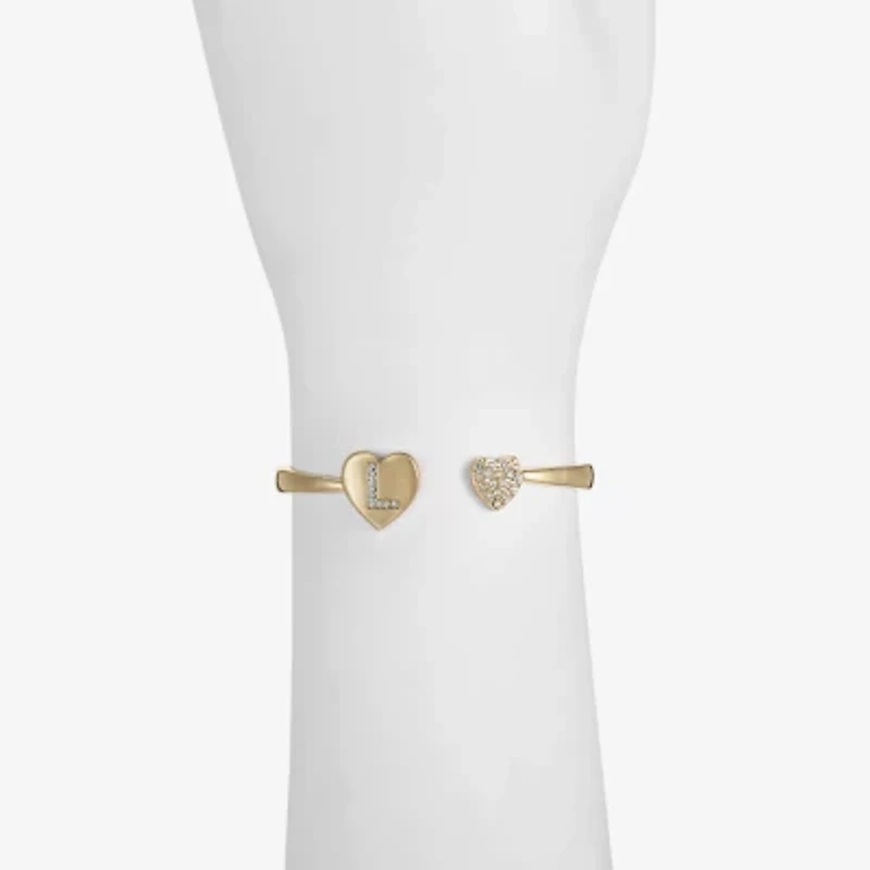 Monet Jewelry Gold Tone Initial Womens Glass Heart Bangle Bracelet