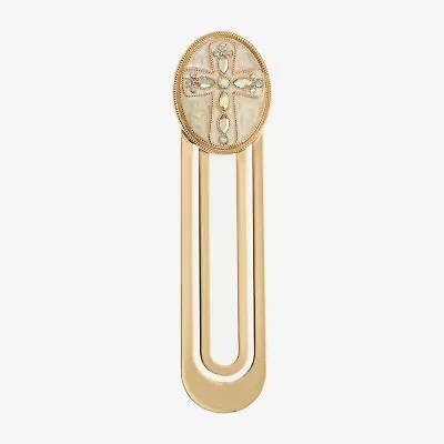 Monet Jewelry Gold Tone White Cross Bookmark
