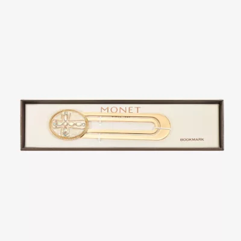 Monet Jewelry Gold Tone White Cross Bookmark