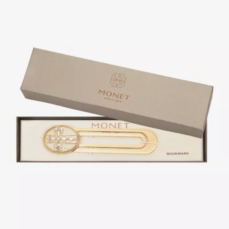 Monet Jewelry Gold Tone White Cross Bookmark