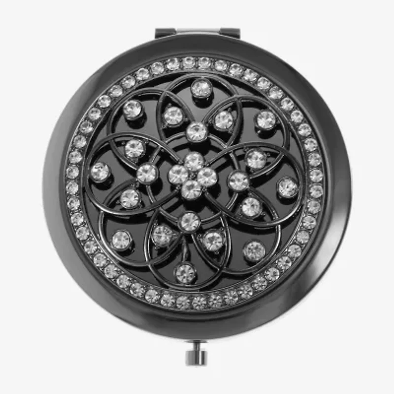 Monet Jewelry Grey Tone Filagree Gray Compact Mirror