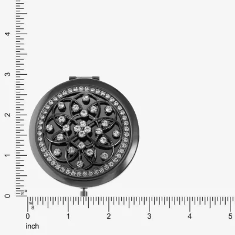Monet Jewelry Grey Tone Filagree Gray Compact Mirror